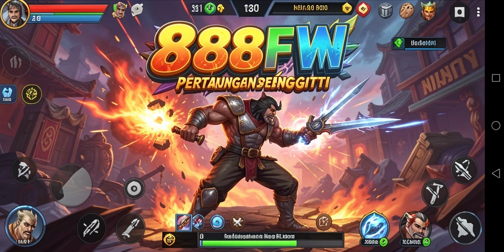 Tangkapan layar utama memperlihatkan aksi pertarungan intens di 888FW.