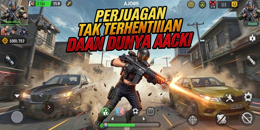 Screenshot gameplay AJO89 menunjukkan aksi yang mendebarkan dan grafis luar biasa.