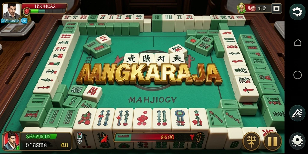 Screenshot menampilkan gameplay seru dalam ANGKARAJA mahjong.