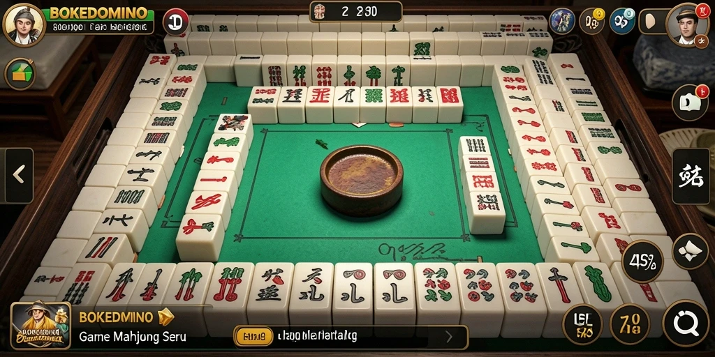 Tampilan gameplay BOKEDOMINO yang seru dan menantang di Mahjong.