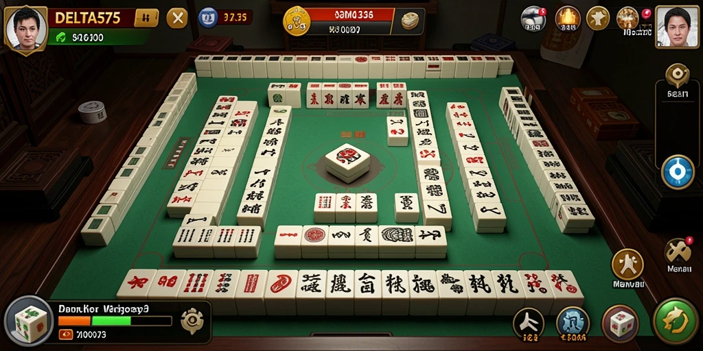 Screenshot utama DELTA575 menampilkan gameplay Mahjong yang seru.