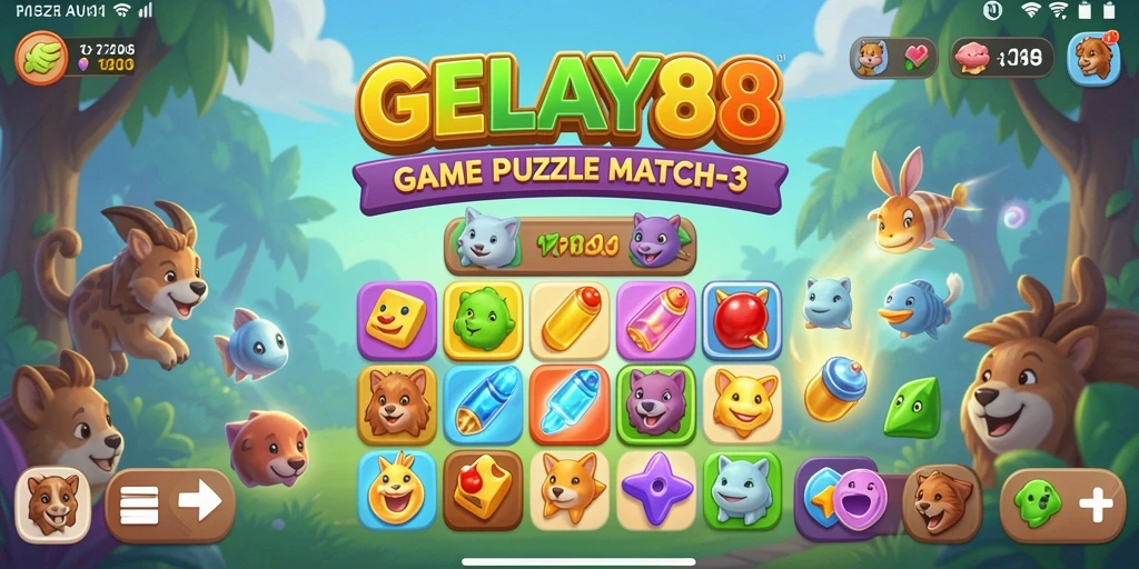 Tampilan gameplay seru dengan mekanisme Match-3 yang menarik.