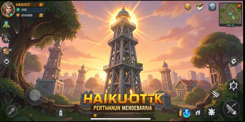 Tampilan gameplay HAIKUOTK menunjukkan aksi pertahanan menara yang mendebarkan.