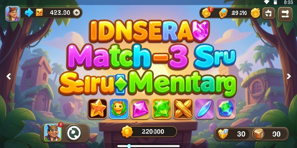 Tampilan gameplay seru dari IDNSERU, permainan Match-3 yang menantang.