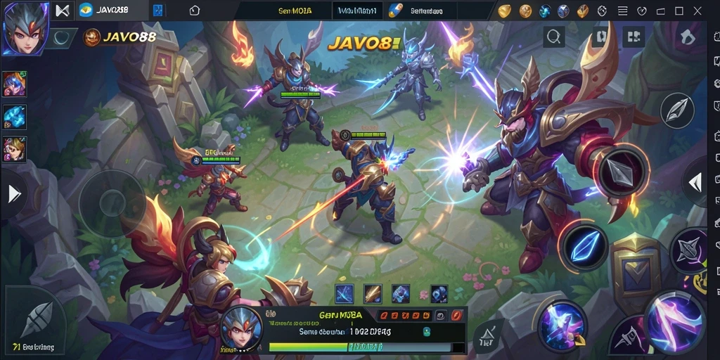 Tangkapan layar aksi seru dalam permainan MOBA JAVO88.