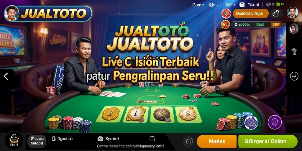 Screenshot JUALTOTO menunjukkan dealer langsung dan permainan kasino yang menarik.