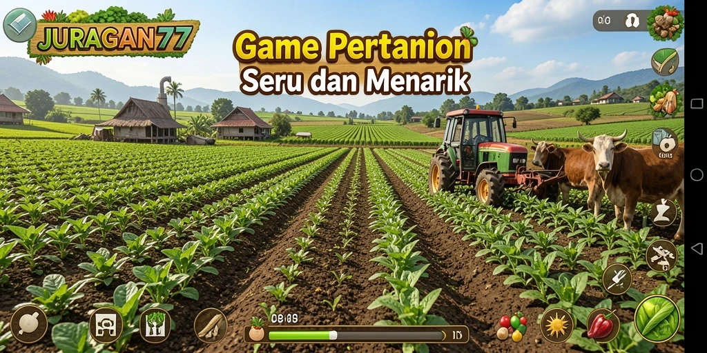 Tampilan gameplay pertanian di JURAGAN77 yang seru dan interaktif.
