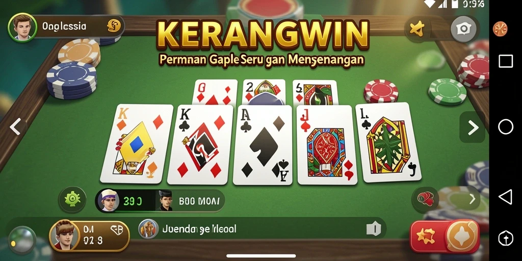 Tampilan gameplay KERANGWIN yang menampilkan domino dan interaksi pemain.