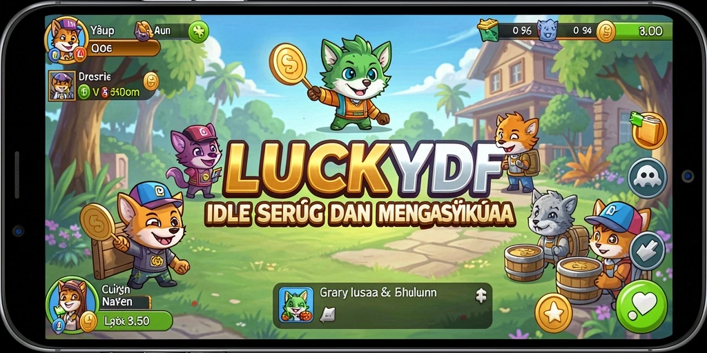 Tampilan gameplay <strong>LUCKYDF</strong> yang penuh warna dan menarik.