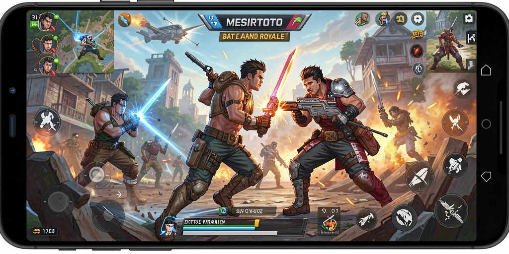 Gameplay seru MESIRTOTO dengan aksi Battle Royale yang mendebarkan.