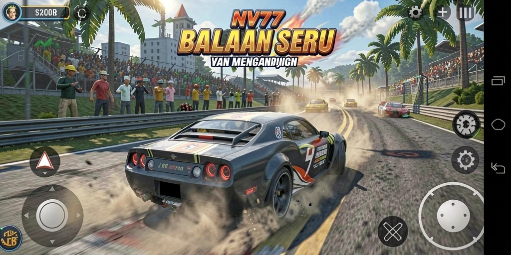 Gameplay seru NV77 dengan mobil balap yang mendebarkan.