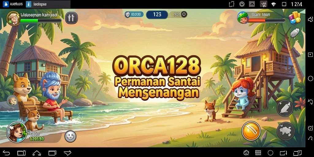 Tampilan gameplay ORCA128 yang mengasyikkan dan penuh warna.