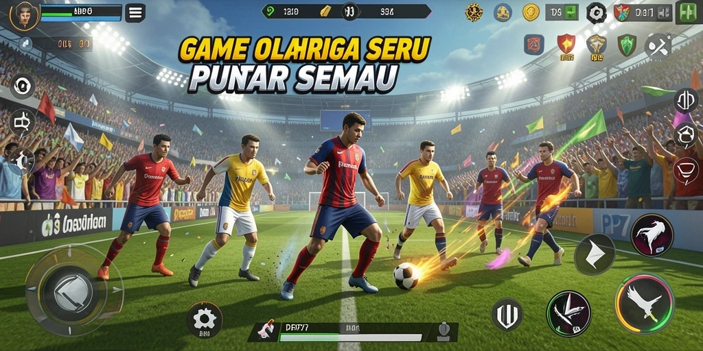 Tangkapan layar gameplay PP7 menampilkan aksi seru dalam pertandingan olahraga.