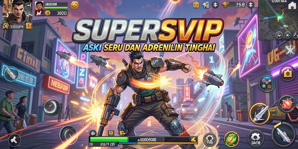 Tampilan gameplay yang seru dan penuh aksi dari SUPERSVIP.