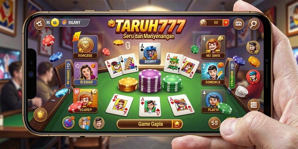 Tampilan gameplay TARUH777 dengan antarmuka Gaple yang menarik.