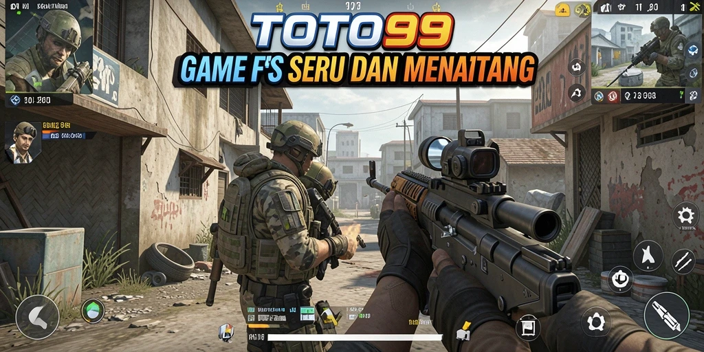 Screenshot gameplay TOTO99 yang menampilkan aksi intens di lapangan tempur FPS.