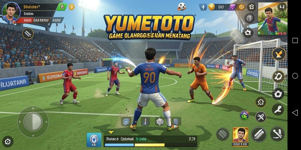 Tampilan gameplay YUMETOTO menunjukkan aksi olahraga yang seru dan dinamis.